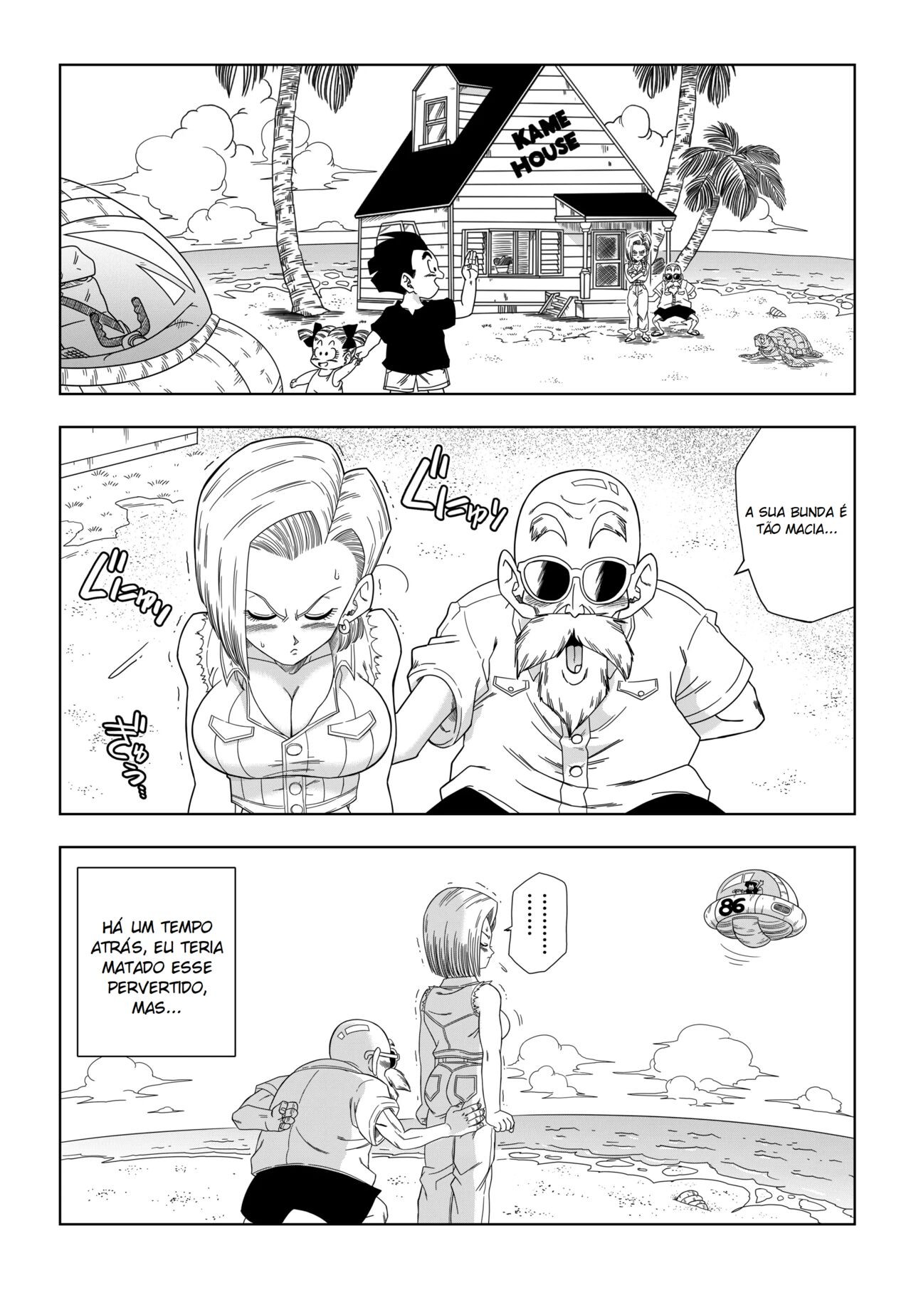 Dagon Ball: Android 18 vs Master Roshi Hentai pt-br 02